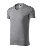 t-shirt męski v-neck slim fit, nadruk bezpośredni – przód, bok